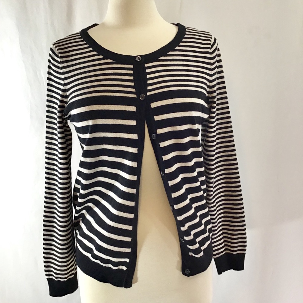 H&M Basic black and white striped cardigan
